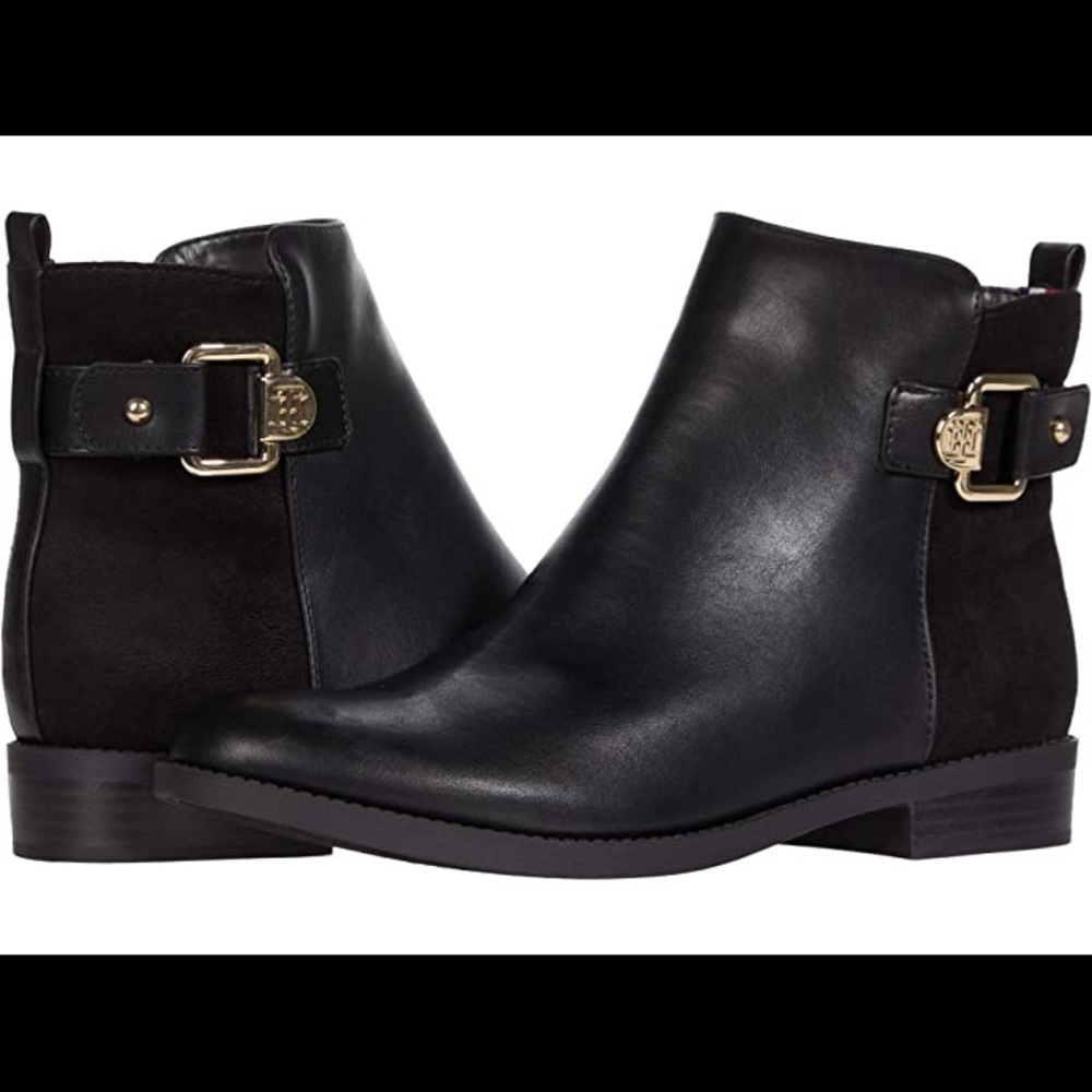Tommy Hilfiger Inella faux black leather booties
